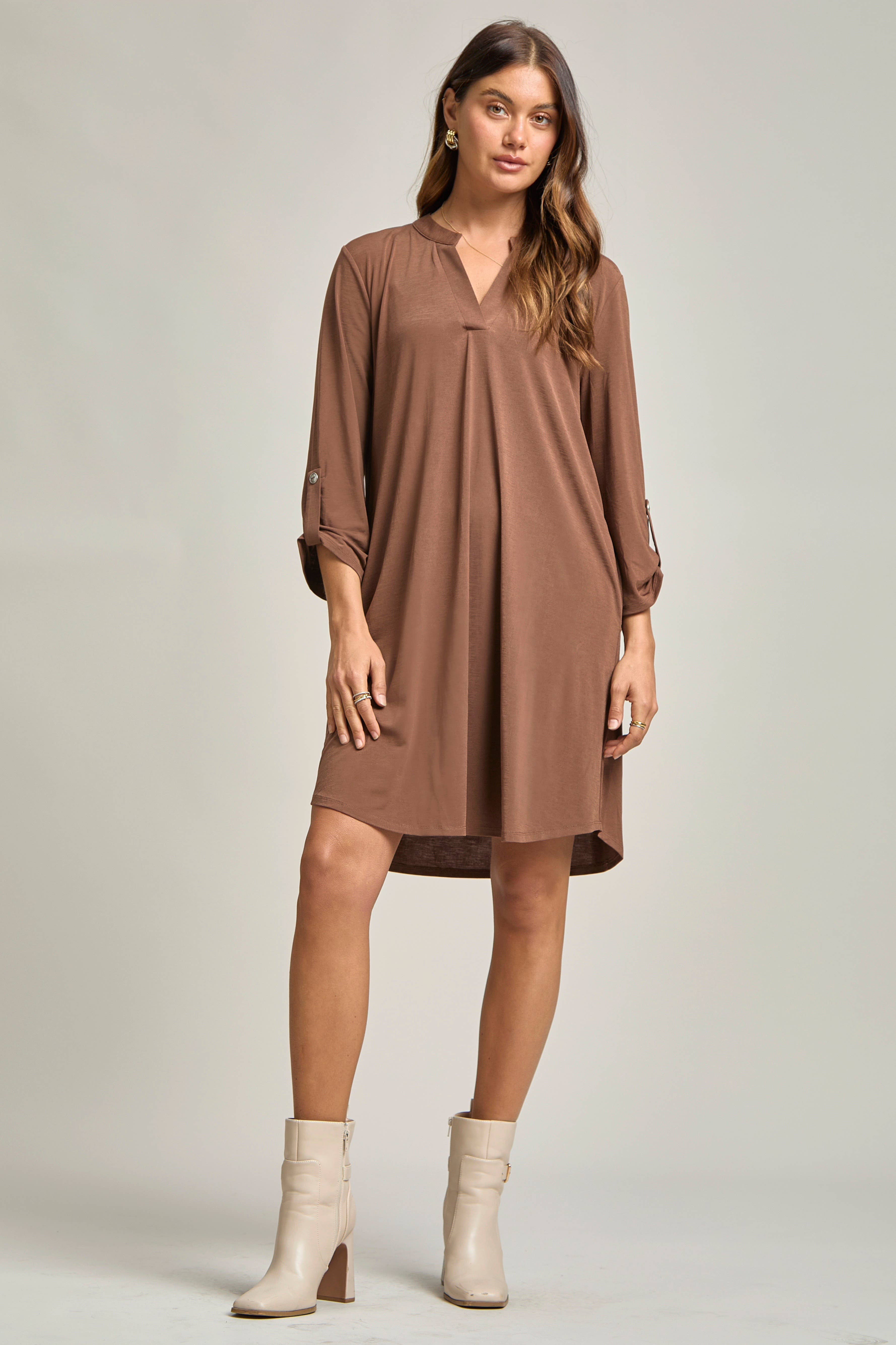 Dear Scarlett - Wholesale Dress - Women's - Solid A line 3/4 Sleeve Dress7