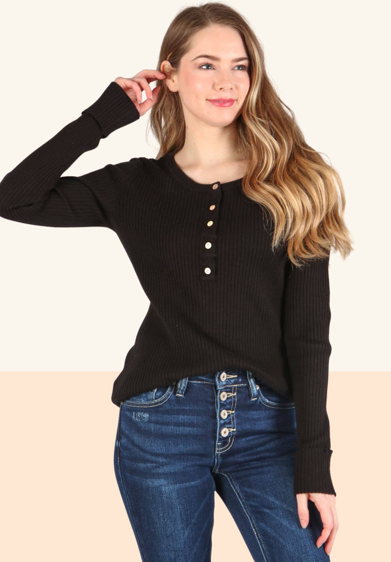 P.S Kate – Engroshandel Strikket top - Dame – Strikket henley top (PLUS)2