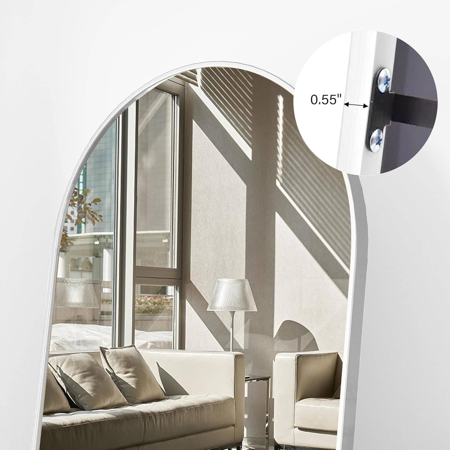 White 76x34 Arch Full Length Mirror Aluminum Frame For Bedroom for wholesale on Faire4
