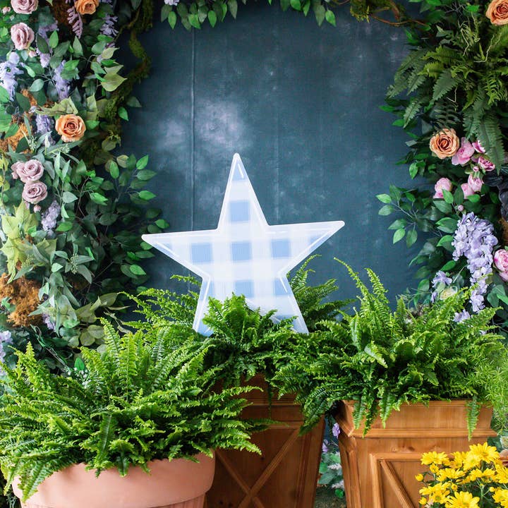 Songbird Grove Collection - Vente Piquets de jardin/pelouse - Ensemble de piquets de jardin Gingham Star