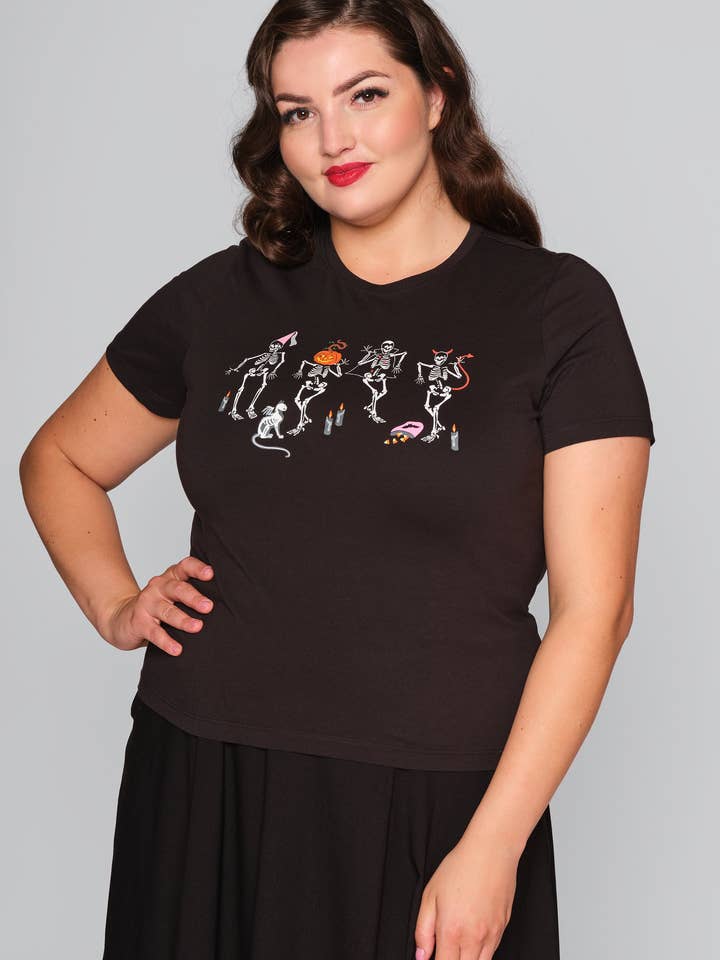 BLACK Skeleton Boo-gie T-Shirt for wholesale on Faire3