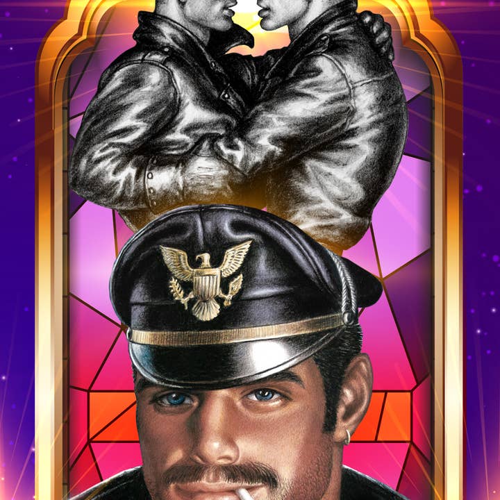 Peachy Kings / Kweer Cards - Wholesale Votive Candle - Tom of Finland "Leather Daddy" Prayer Candle Gay Queer LGBT