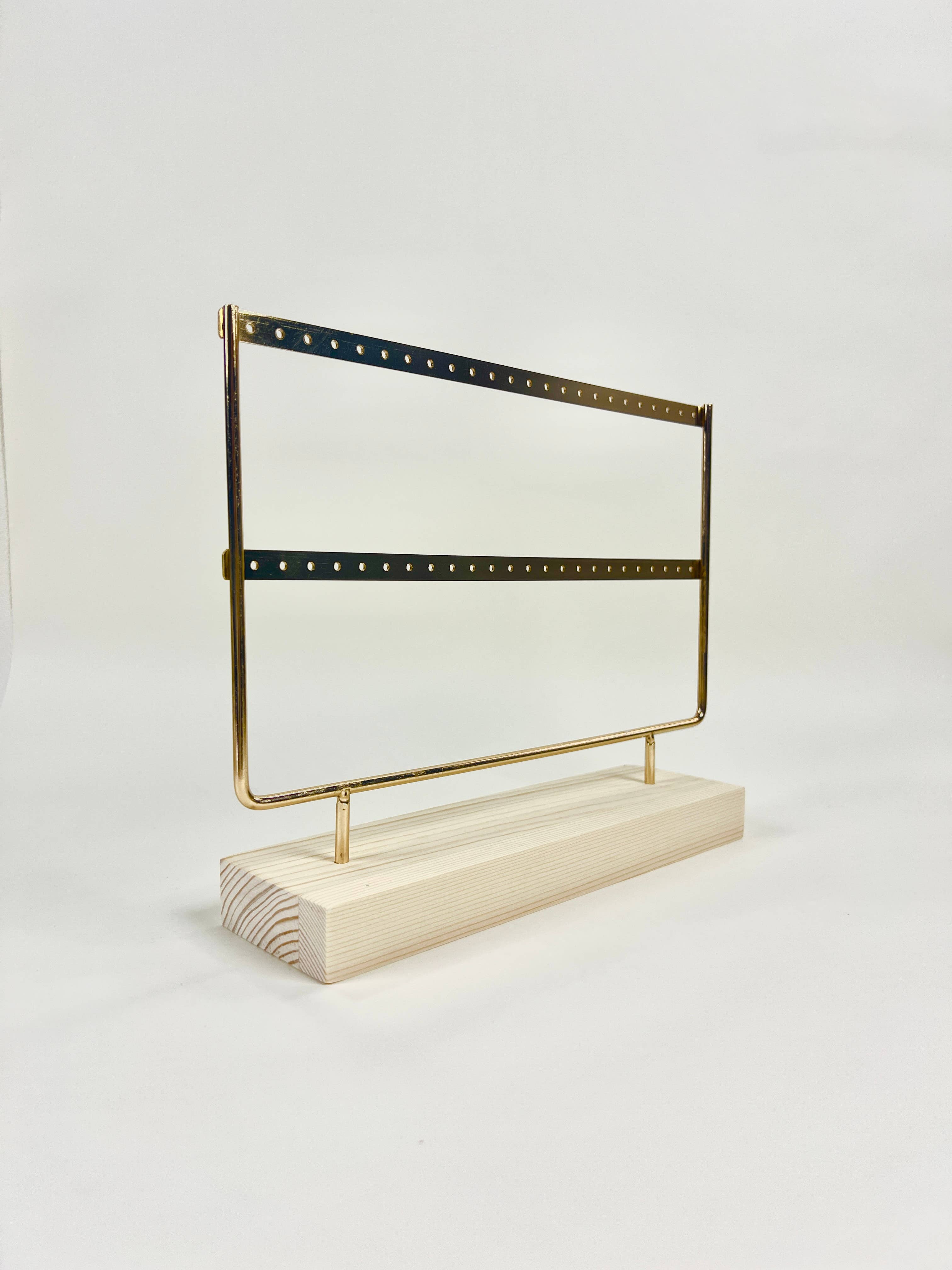 COSMOS - Wholesale Jewelry Stand & Display - Gold and wood rectangular earring display1