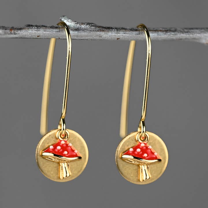 KBD Studio - Vente Boucles d'oreilles pendantes - Boucles d'oreilles en forme de petit champignon magique enchanté