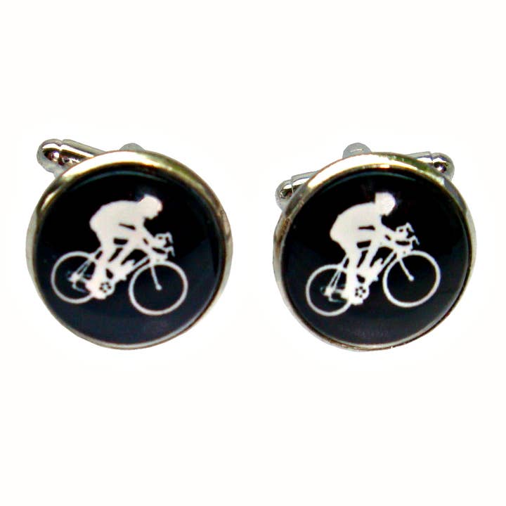 Cycling Cufflinks - Black.White for wholesale by Bassin And Brown