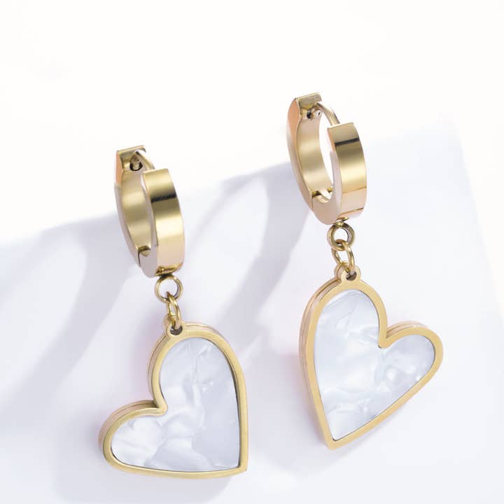 BYREN | ÉLINE L'ATELIER - Wholesale Dangle Earrings - Creole earrings with mother-of-pearl 124DY221