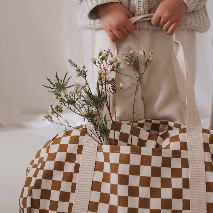 Caramel RAPHAEL DIAPER BAG - WEEKEND BAG CHECKERBOARD for wholesale on Faire1