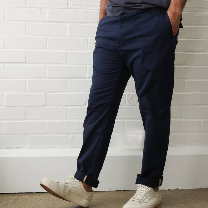 Midnight Blue Jude Cotton Trousers for wholesale by Fashion Roots