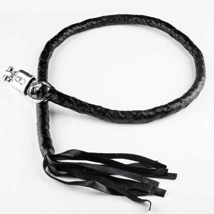 HADZAM Black 42” Leather Motorcycle Get Back Whip for wholesale by Hadzam
