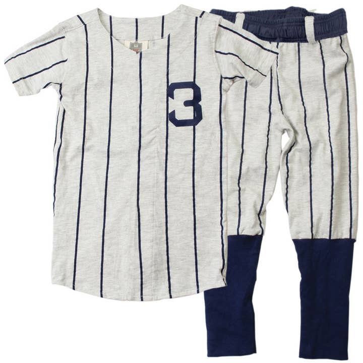 Oatmeal Heather Wes and Willy Boys SS Baseball PJ for wholesale on Faire