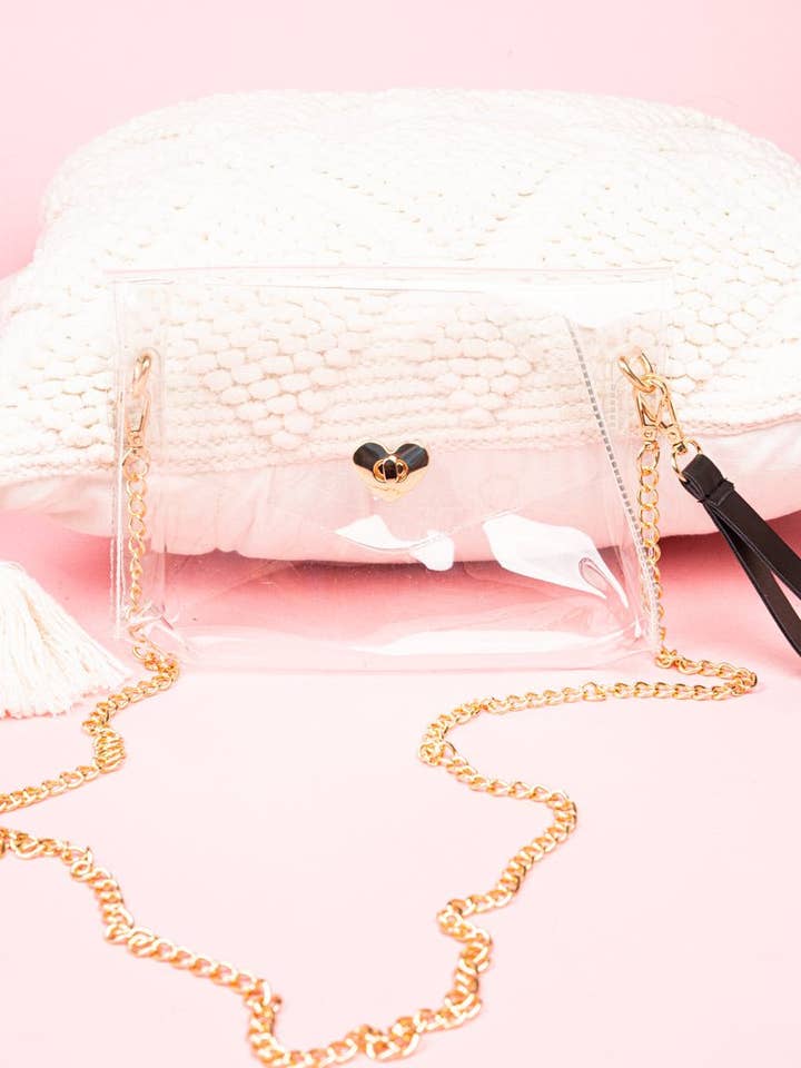 NGIL Heart Lock Clear Crossbody Bag for wholesale by Wholesale Accessory Market