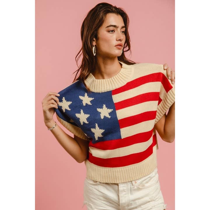 Star Patches American Flag Theme Sweater for wholesale by IVE