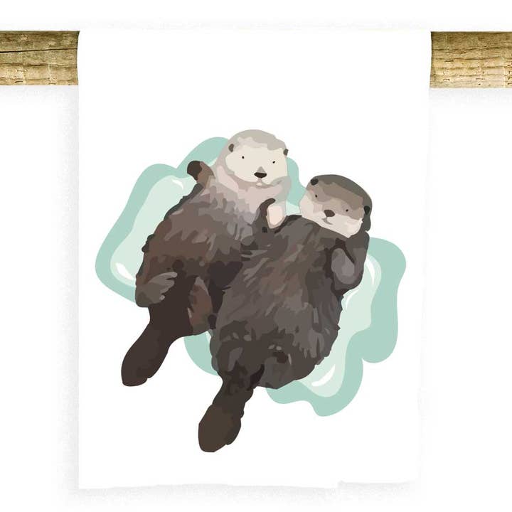 Potluck Press - Wholesale Tea Towel - Sea Otter Duo Towel