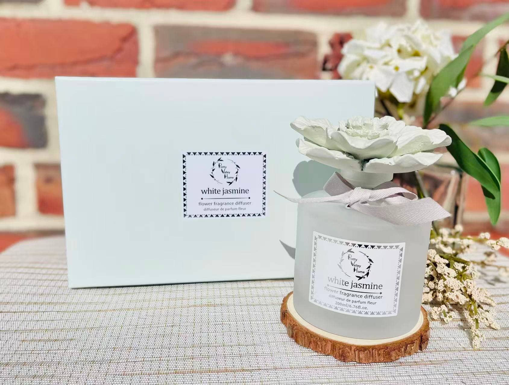 Pretty Valley Home - Wholesale Reed Diffuser - New (2025) Diffuser Sets Marigold Ceramic Flower - Jasmine4