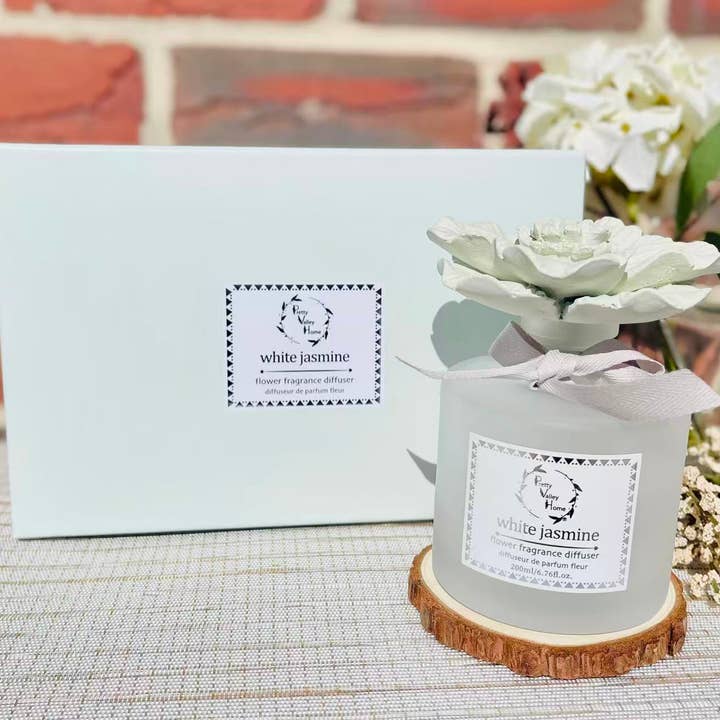 Pretty Valley Home - Wholesale Reed Diffuser - New (2025) Diffuser Sets Marigold Ceramic Flower - Jasmine4