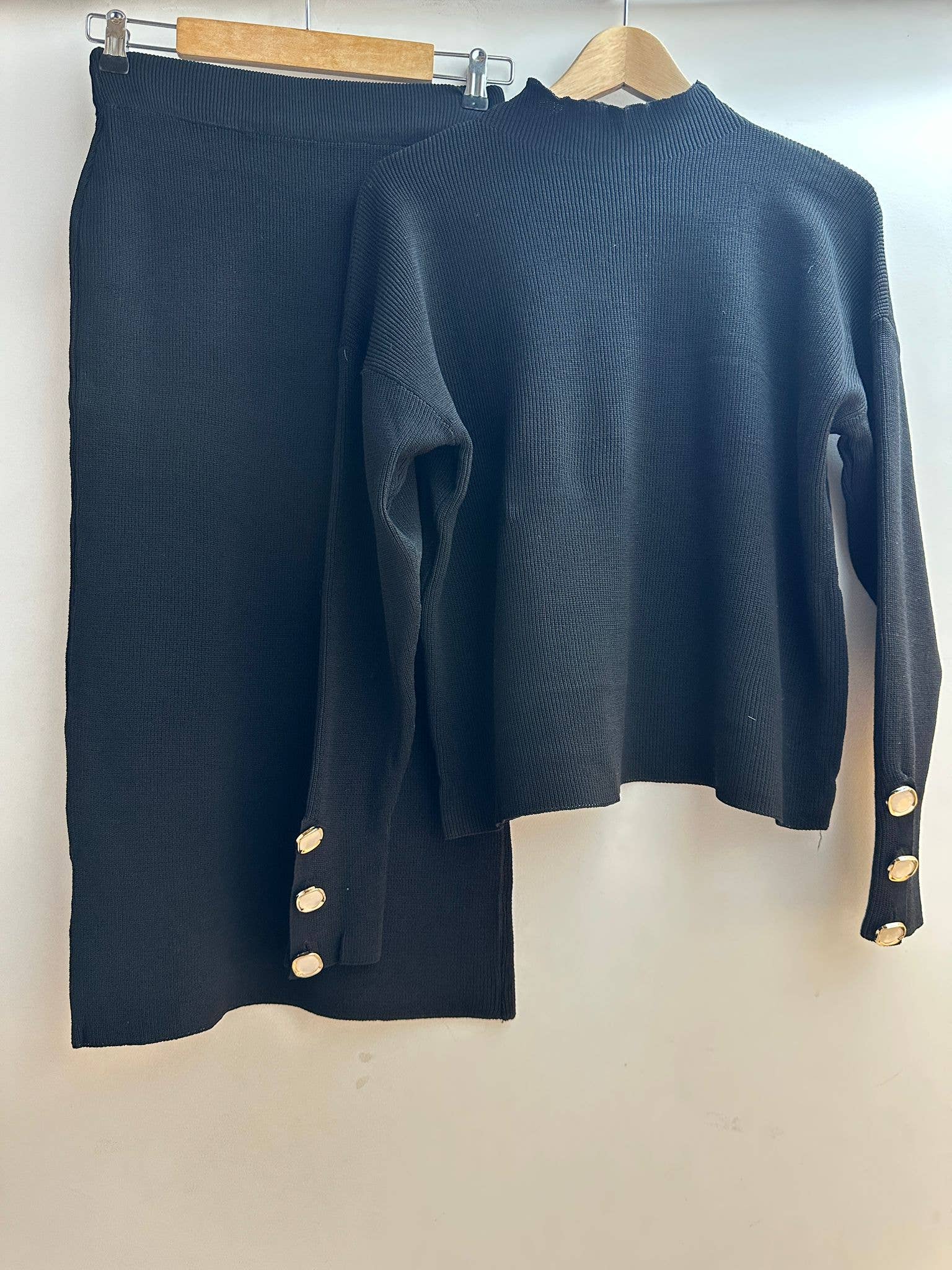 LORIANE - Wholesale Hemd- en rokset - Dames - 7350E Effen set, top en halflange rok2