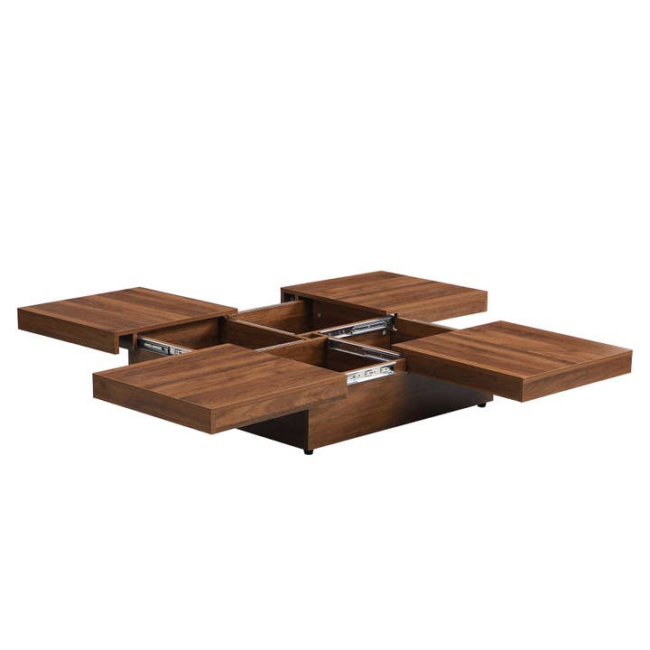 Orange County Decor - Wholesale Coffee Table - Square Marble Veneer Coffee Table Sliding Top With Storage In Walnut 39.4'' Walnut Primary Living Space Square Mdf14
