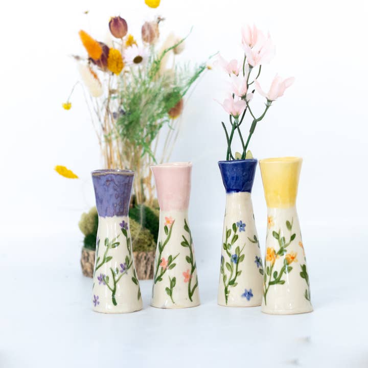 Handpainted Flower Candle Stand Bud Vase for wholesale by Tara Kothari
