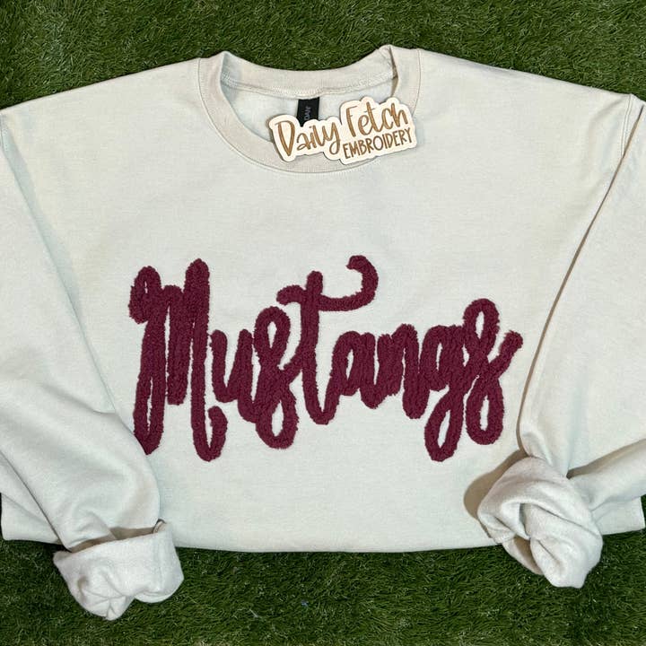 Mustangs Yarn Embroidered Sweatshirt for wholesale by Daily Fetch KC