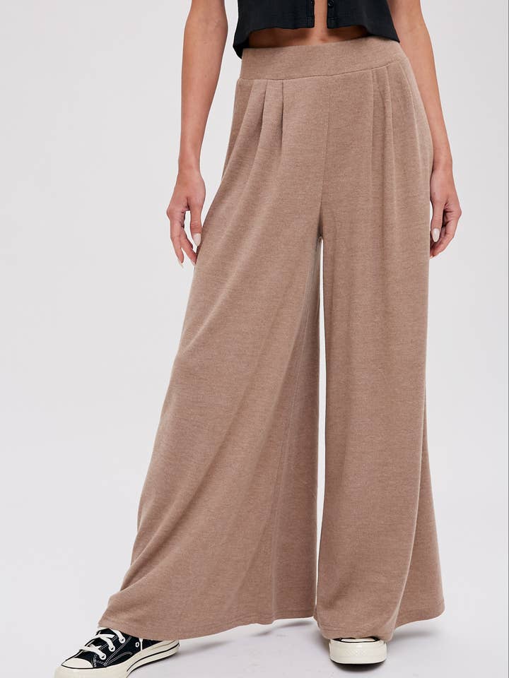 【PALEJADE】Pintuck Wide SL Wholesale PINTUCK WIDE LEG KNIT PANTS for your store - Faire