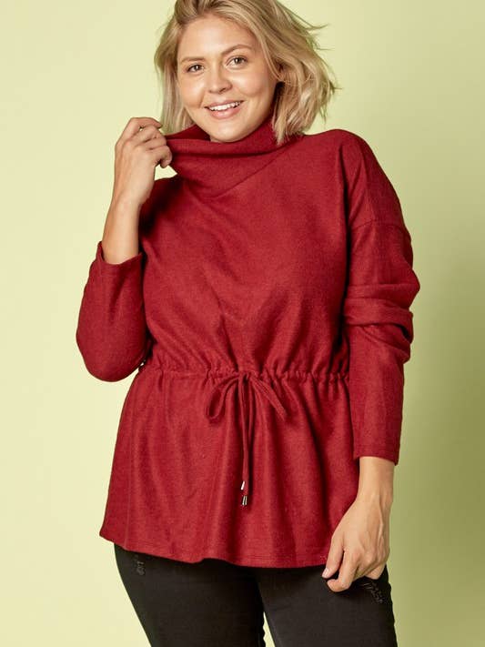 Pullover mit Rollkragen und elastischer Kordel in der Taille - 13642tpl für den Großhandel von Doe and Rae