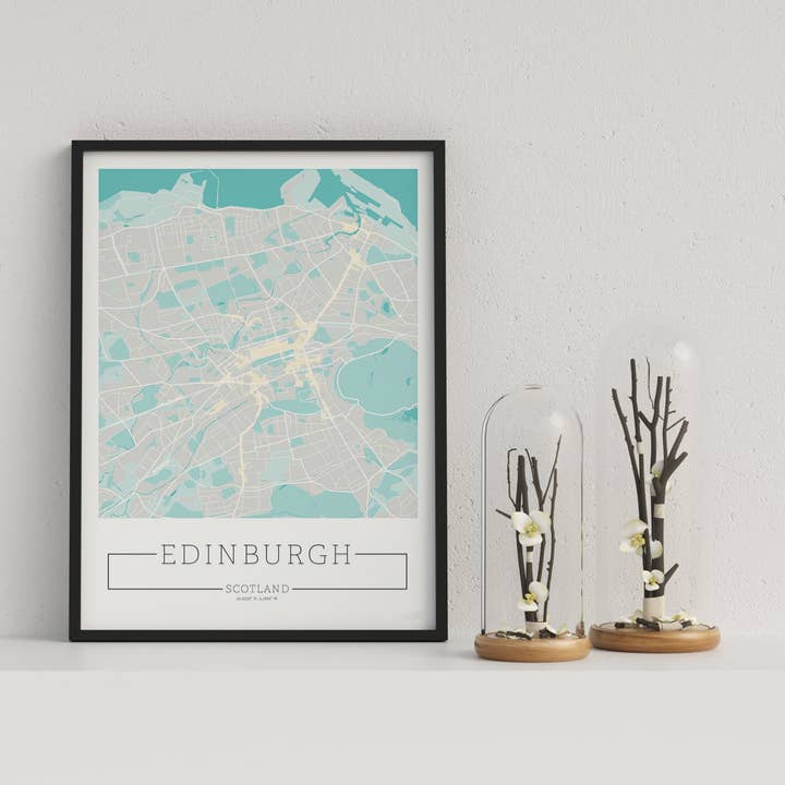 Locatie van de stad Ordnance Map Typografie Blue Edinburgh voor wholesale door Gallery Print and Art