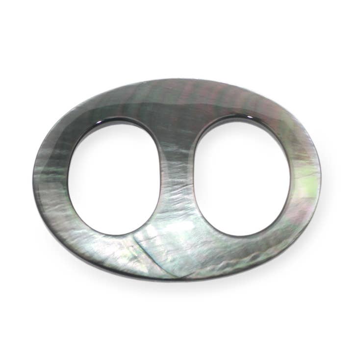 Anne B. Accessories – Großhandel Schal – Damen – Großer Schalring, Schalschnalle, Perlmutt, Horn, 6 cm x 4,5 cm
