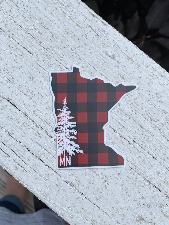 Plaid MN Sticker | Mn Sticker for wholesale by Mae'd
