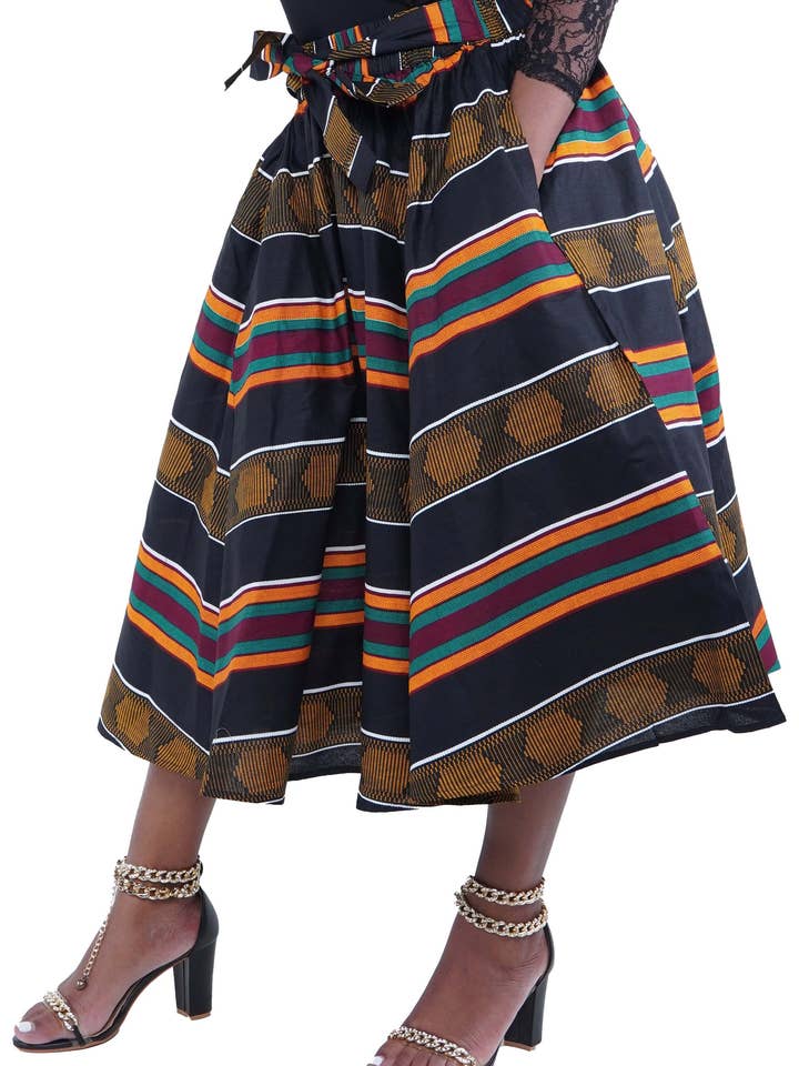 Satsuma Wholesale – Großhandel Rock – Damen – Afrikanischer Damen Sommer Kente Midi-/Wadenlanger Rock