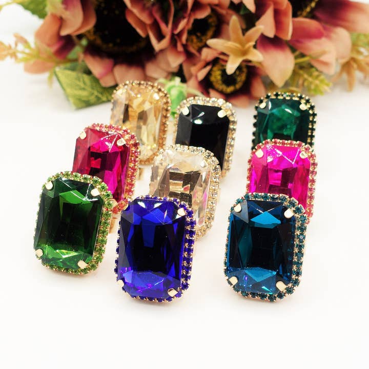 Daemon srls - Wholesale Cocktail/Statement Ring - ARIEL - ANELLO regolabile con pietra sfaccettata e zirconi2