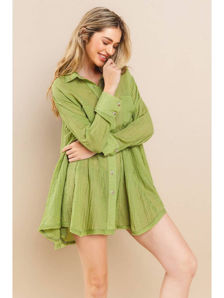 WISTERIA LANE - Vendita all'ingrosso Camicia button down - Donna - CAMICIA A PANNELLI LARGHI IN GARZA 3333 PISTACCHIO2