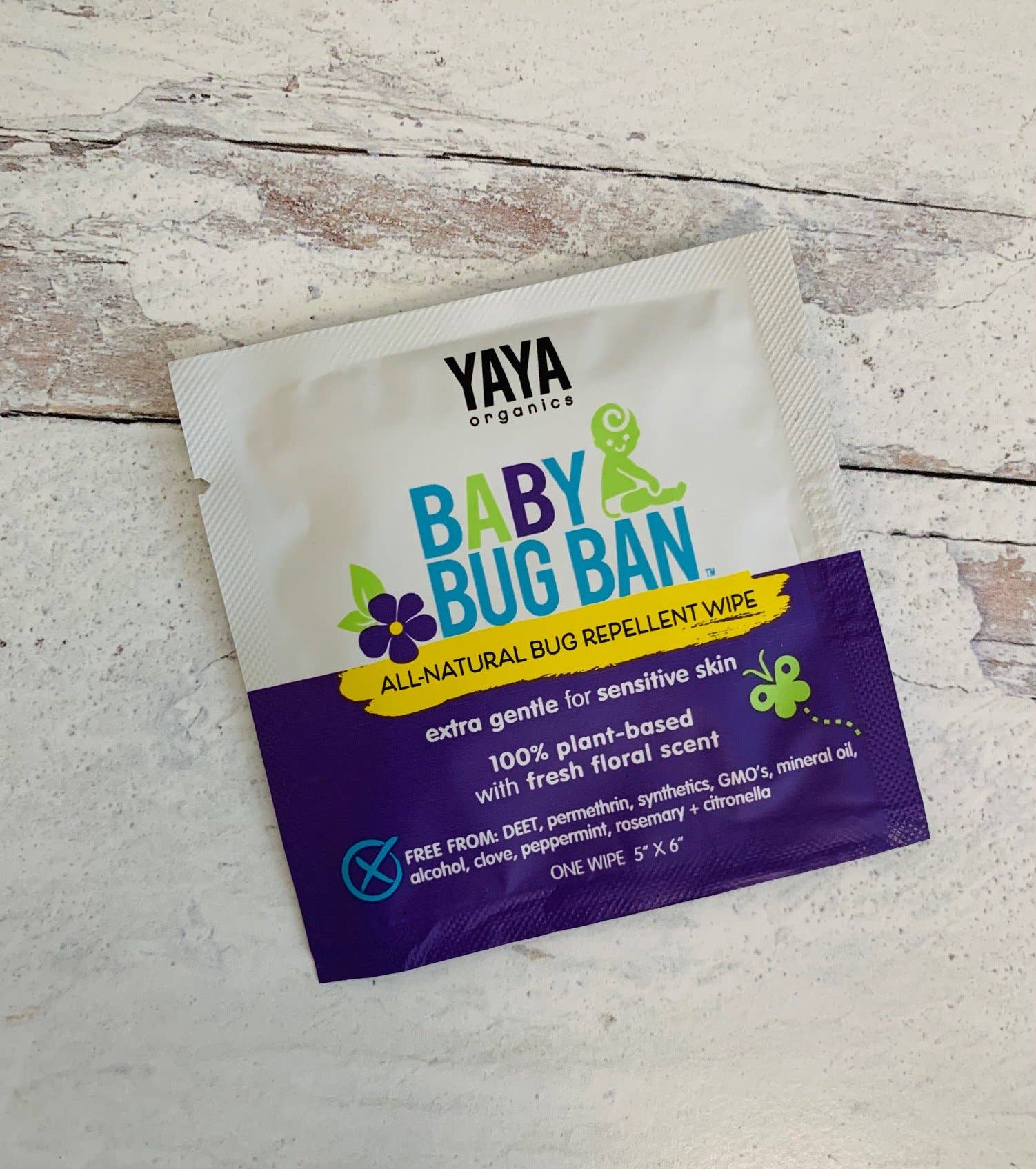 YAYA Organics - Wholesale Insect Repellent - Baby Bug Ban Wipes - 12 pack pouch5