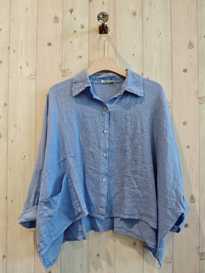 Linen & More - Wholesale Button Down Shirt - Women's - REF 14749 SHORT LINEN SHIRT 100%6