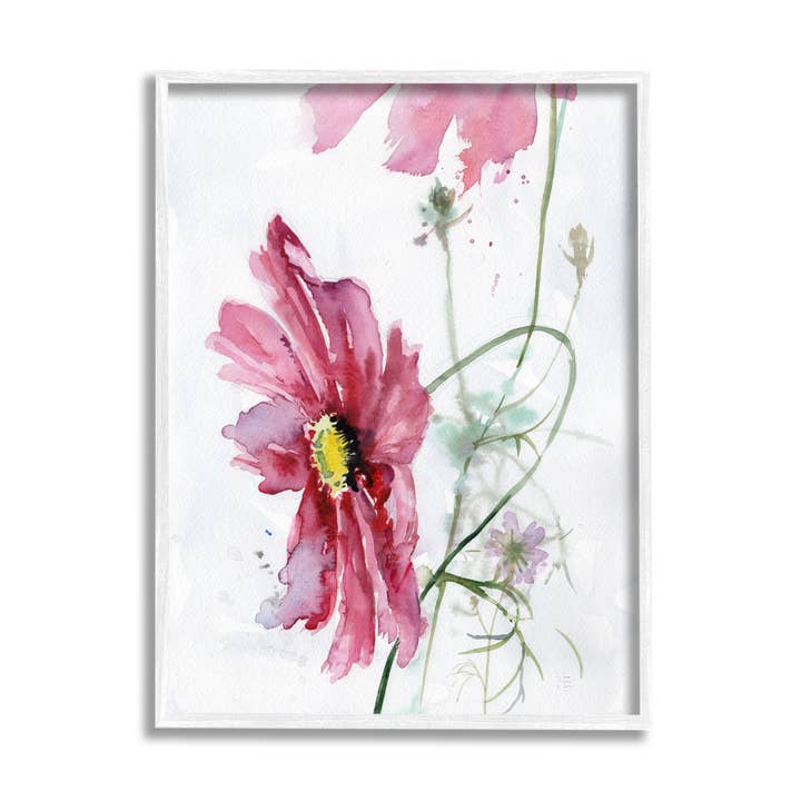 Stupell Industries - Wholesale Painting/Drawing - Pink Cosmo Flower Abstract Floral Watercolor Painting Framed