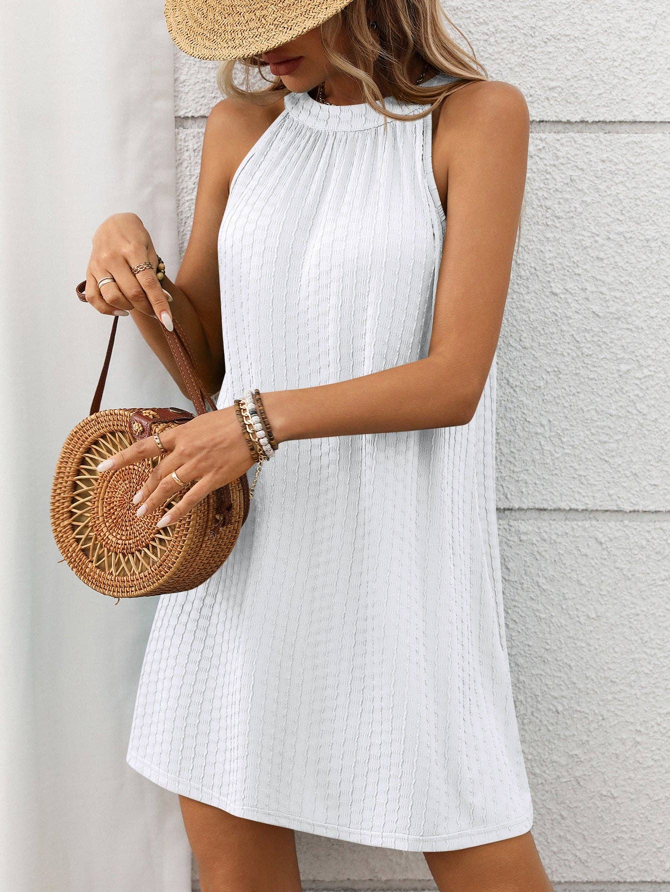 Lovesoft - Wholesale Dress - Women's - Solid Color Round Neck Hanging Neck Loose Sleeveless Dress Women18