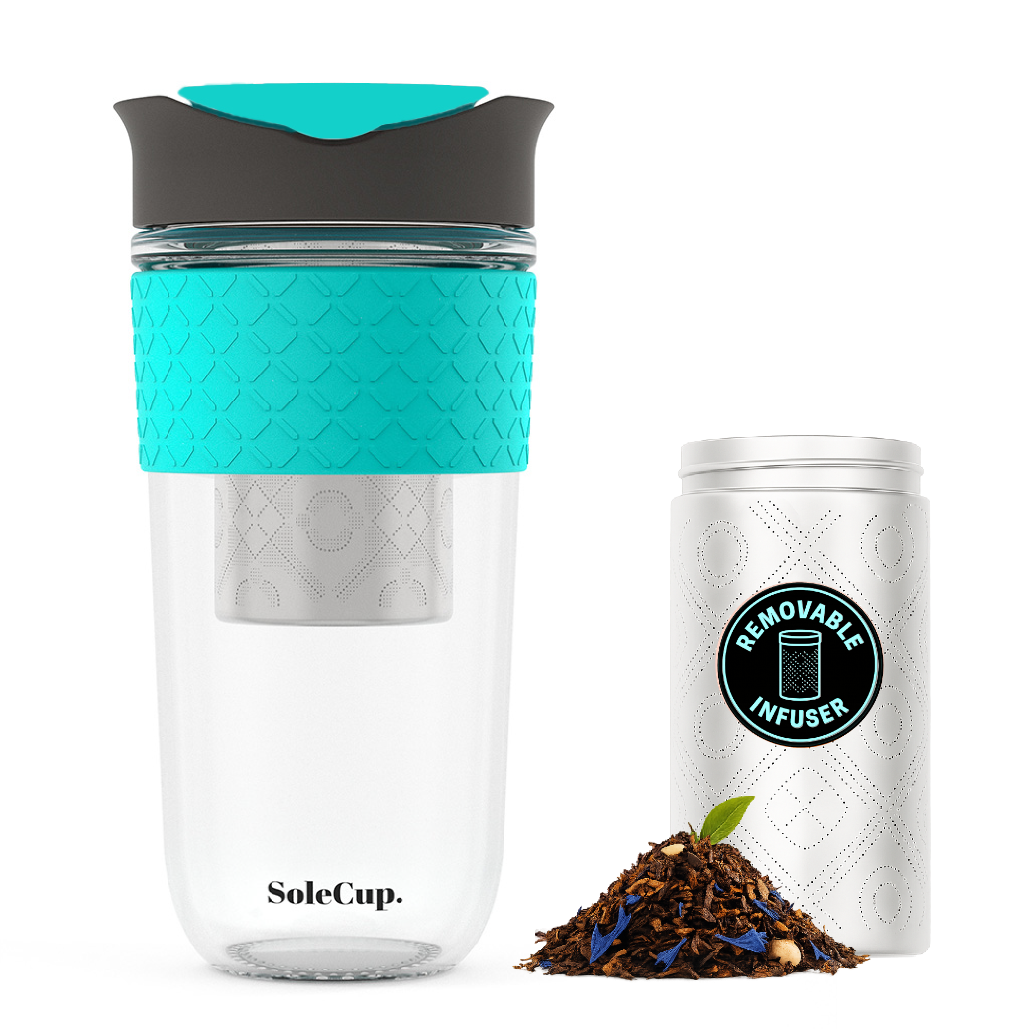 SoleCup - Wholesale Insulated Mug/Tumbler - SoleCup Glass Travel Mug 18oz (530ml) with Loose Tea Infuser14