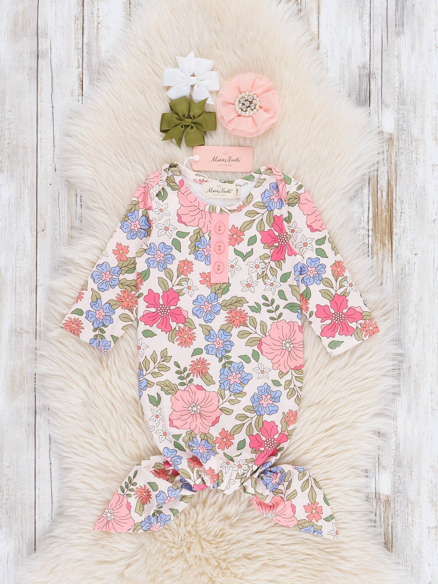Marie Nicole Clothing - Wholesale Babygown - Baby - Petal Dreams Knot Gown0