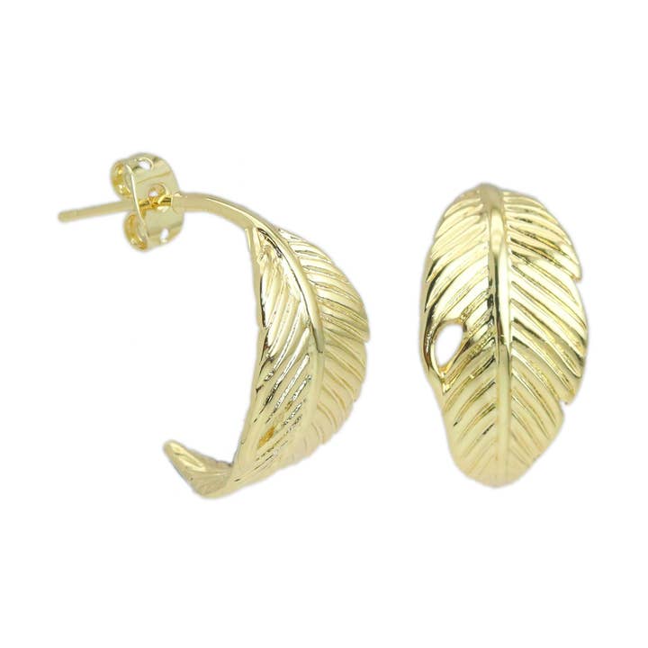 Orecchini a foglia curva in oro, Sku #LD562 per la vendita all'ingrosso da parte di BestBeads&Beyond