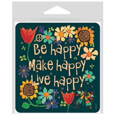 Be happy Make happy Live happy large sticker. for wholesale by SJT Enterprises, Inc.
