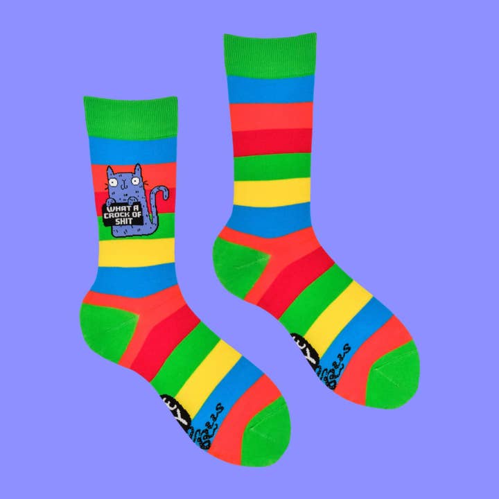 Katie Abey - Wholesale Socks - Unisex - Sweary Cat Crock of Sh*t Rainbow Socks2