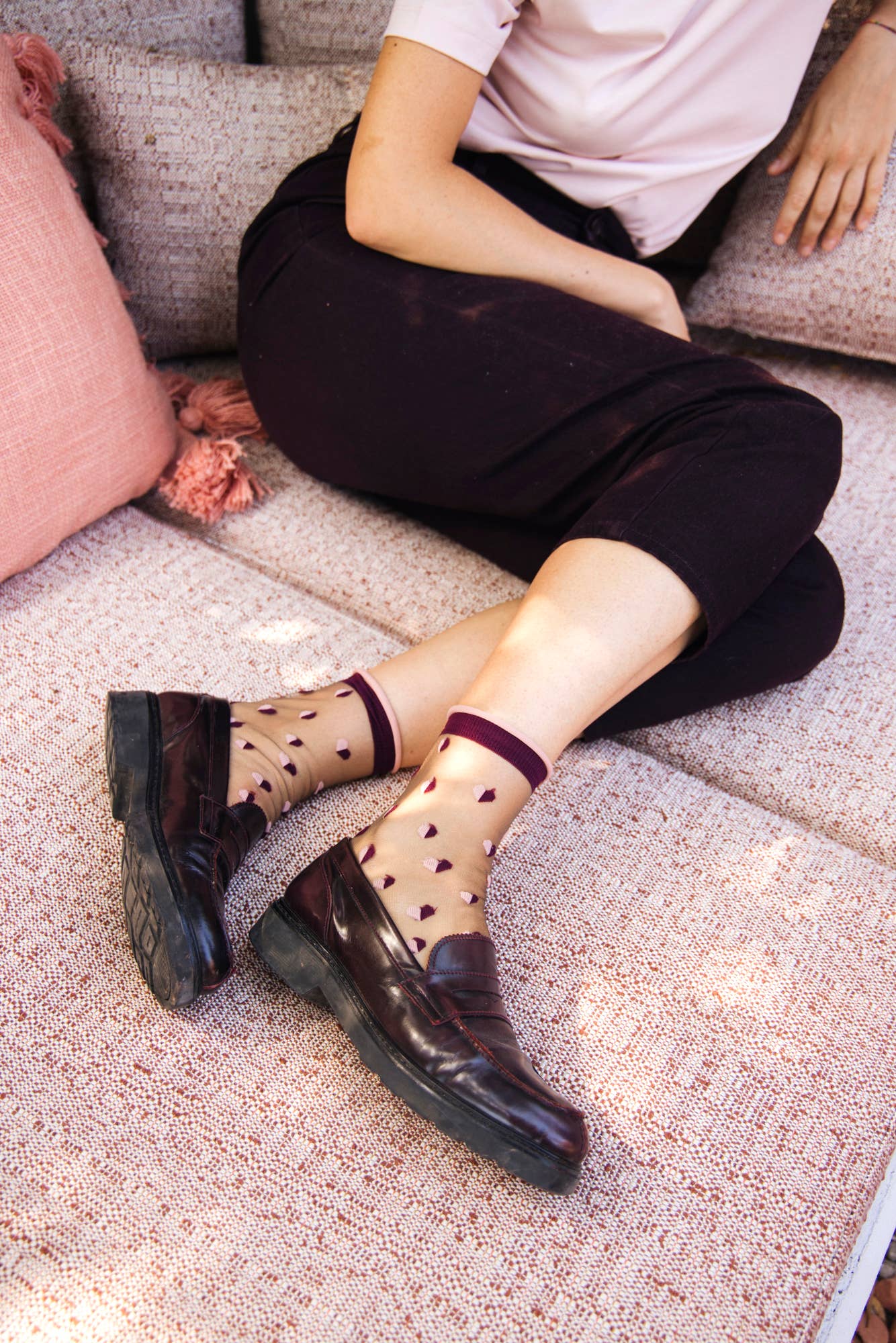 Atelier St Eustache - Wholesale Socks - Women's - VENUS • Transparent heart socks Pink October women0