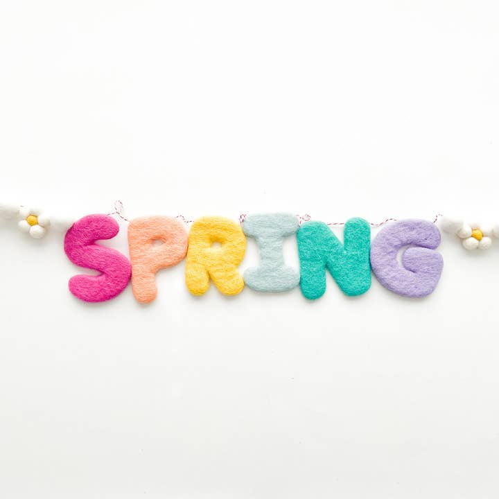 SPRING Felt Letter Garland for wholesale by Pearl & Jane