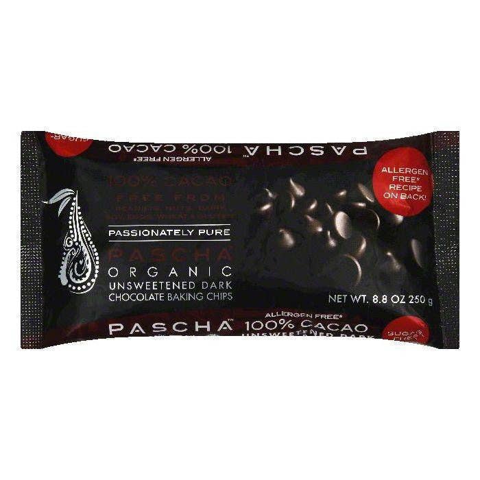 KeHE Distributors, LLC - Wholesale Chocolate Bar - Pascha Organic Unsweetened Dark Chocolate Baking Chips, 8.8 OZ (Pack of 6)