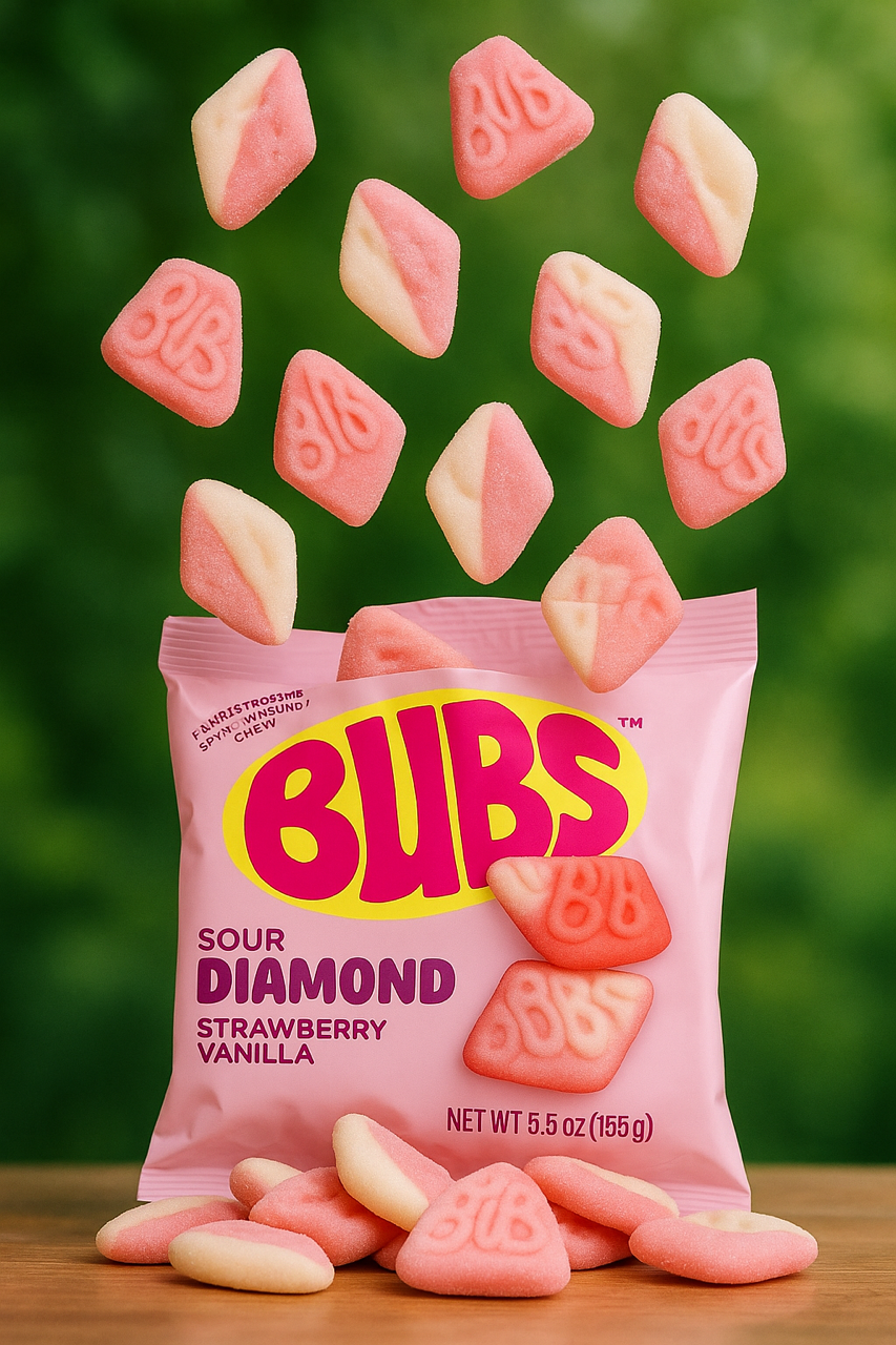 Kara Chocolates - Wholesale Gummy - BUBS Sour Diamond Strawberry Vanilla Swedish Candy 4