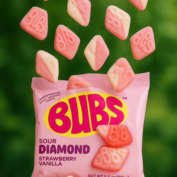 Kara Chocolates - Wholesale Gummy - BUBS Sour Diamond Strawberry Vanilla Swedish Candy 4