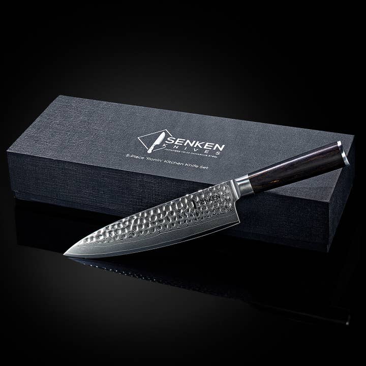 Senken Knives - Wholesale Knife Set - 5-Piece Hammered Damascus Steel Knife Set - Ronin Collection3