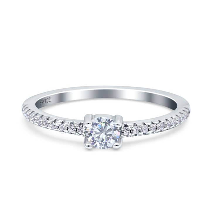 Simple Wedding Ring Band Round Simulated Cubic Zirconia for wholesale by Blue Apple Imports