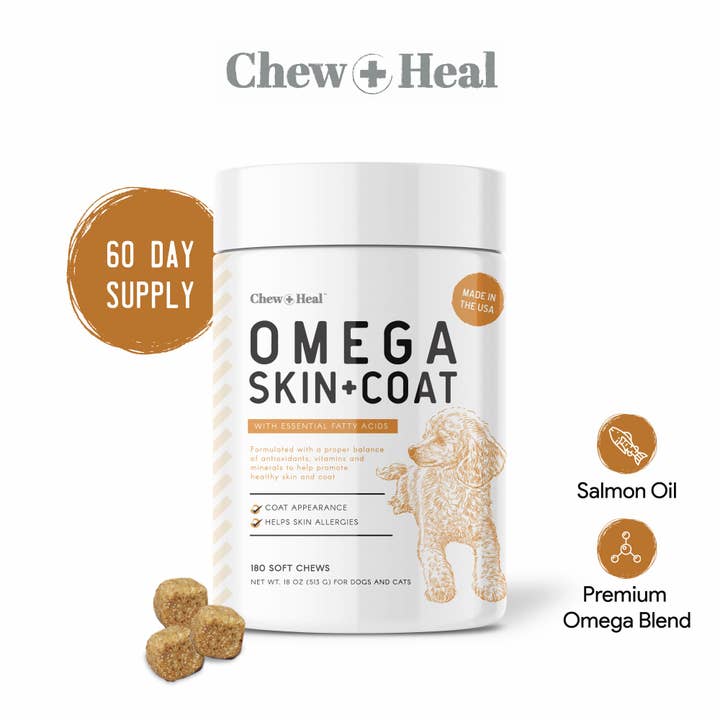 Chew + Heal - Wholesale Pet Supplement - Dog - Omega Skin & Coat Supplement1