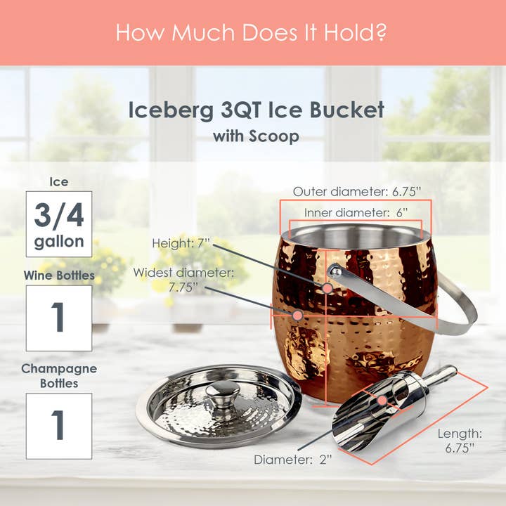 Brekx – Engroshandel Isspand – Iceberg isspand med låg og scoop isoleret rustfrit stål, rosa kobber | BREKX