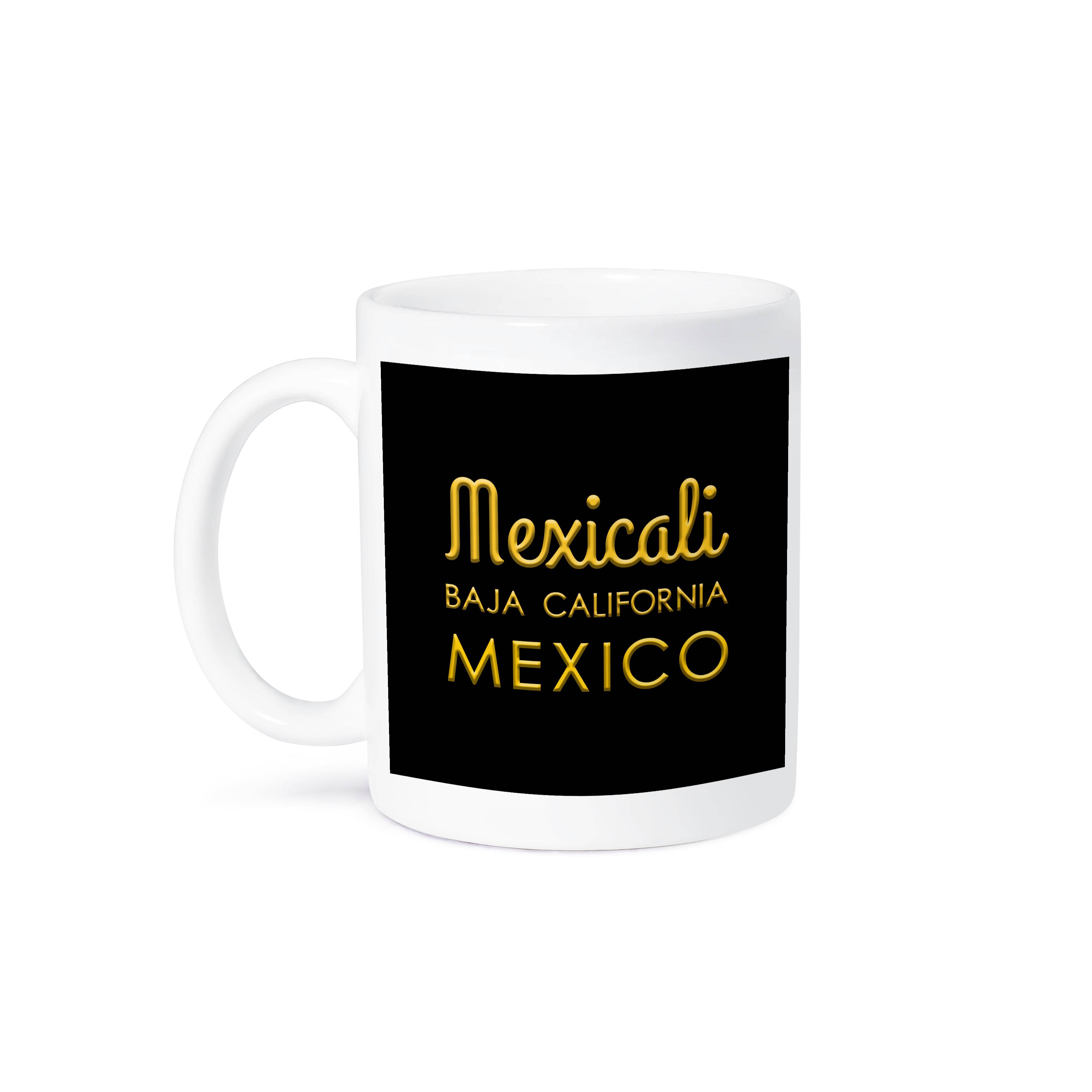 3dRose - Wholesale Coffee Mug - 3dRose, Mexicali, Baja California, Mexico. Yellow text on black amulet, Mug8